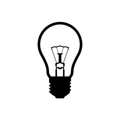 Simple Black and White Lightbulb Illustration on White Background Symbolizing Ideas Innovation and Energy Ideal for Graphic Design and Conceptual