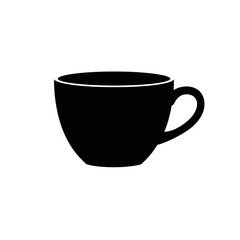Simple Black Coffee Cup Silhouette on White Background Ideal for Coffee Shop Menus and Minimalist Design Projects Clean and Modern