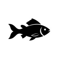 Fish graphic silhouette icon illustration, black and white, catfish, bass 
