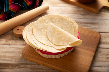 Tortillas de Harina, also called wheat tortilla, is a flat bread made with wheat flour and lard or...