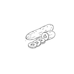 Cucumber Icon in Black and White – Minimalist Vegetable Vector Illustration