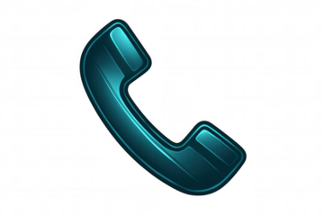 Glossy teal phone icon isolated on transparent background, ideal for communication and contact-related designs