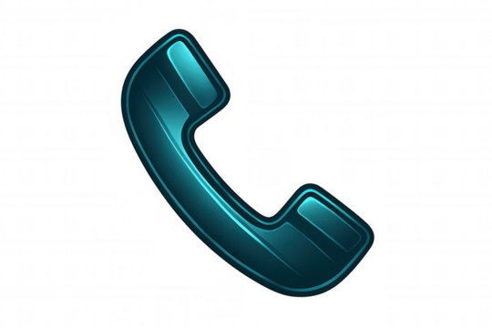 Glossy teal phone icon isolated on transparent background, ideal for communication and contact-related designs