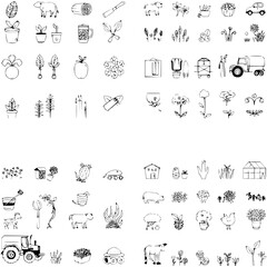 Naklejka premium set of hand drawn farm icons