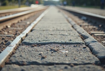 Track pit cover and wheel stop along the railway line