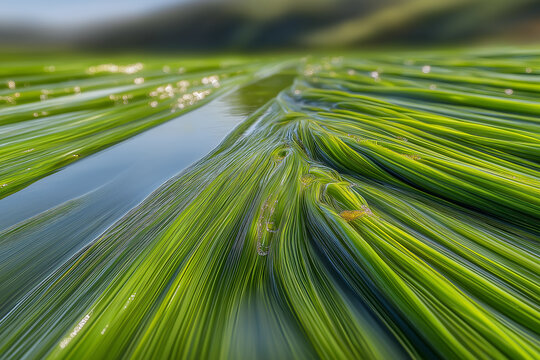 Long Algae Trails Forming Parallel Lines