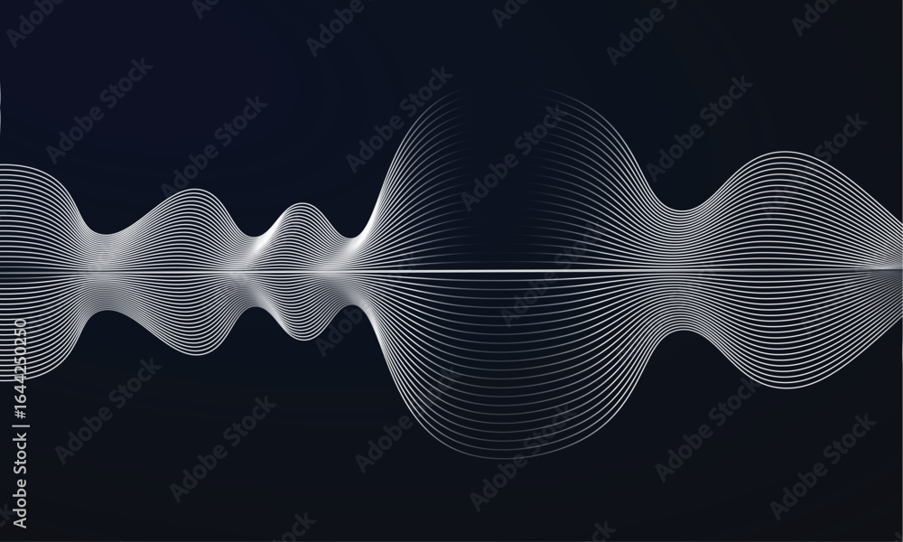 Poster abstract digital waveform background with smooth gradient lines and dark backdrop for futuristic tec