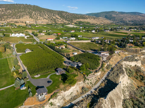 Drone Aerial Naramata Bench Vineyard Winery Okanagan Valley