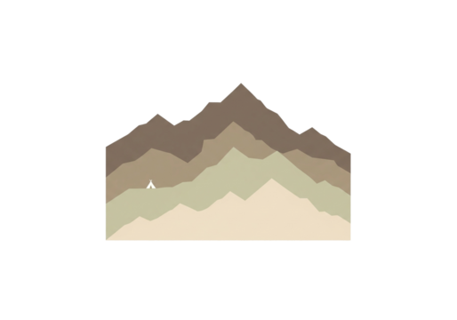 PNG - Mountain silhouette layers in muted earthy tones, minimalist flat vector with transparent bacnkgroung