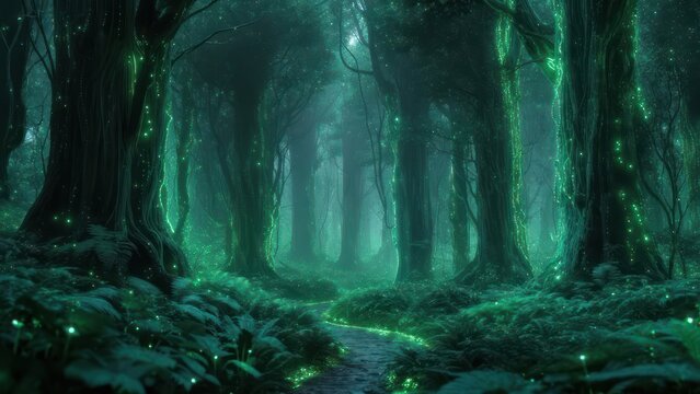 Enchanting mystical forest path