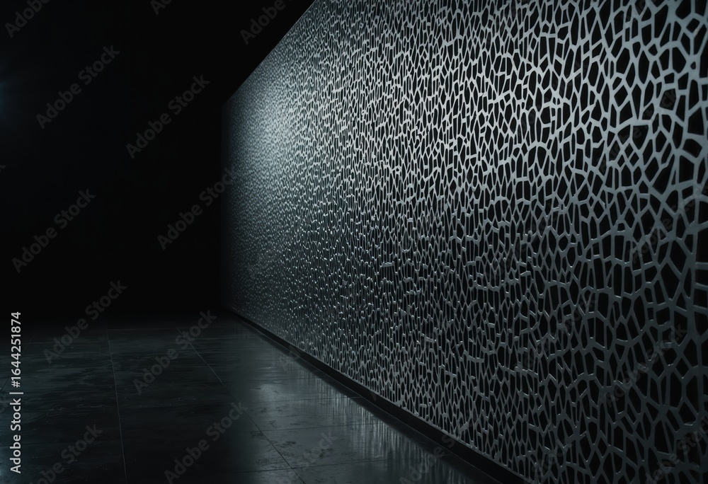 Poster curtain wall design separating cold zone with intricate patterns