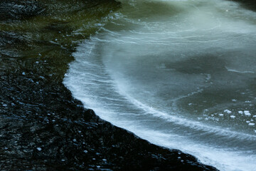 Curving lines of an ice sheet in the Sugar River.