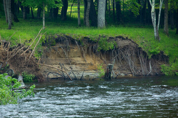 Recent erosion along the Sugar River in Newport, New Hampshire.
