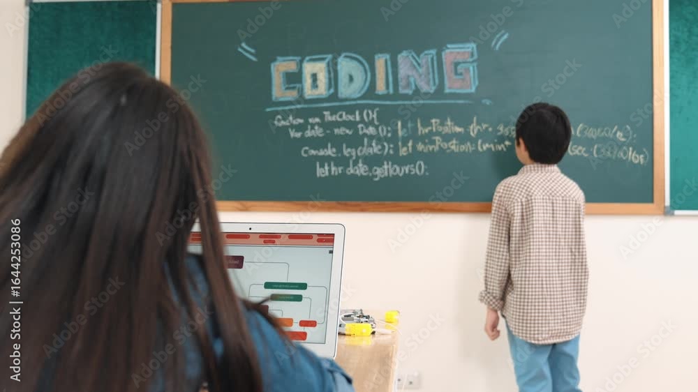 Poster girl writing engineering prompt by using ai software or programing system to generate ai on table wi