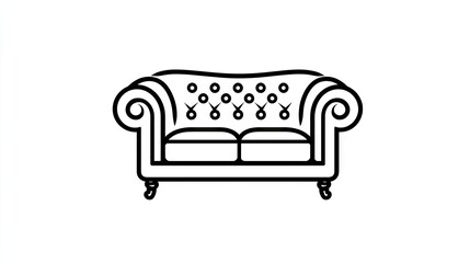 Elegant sofa outline drawing.