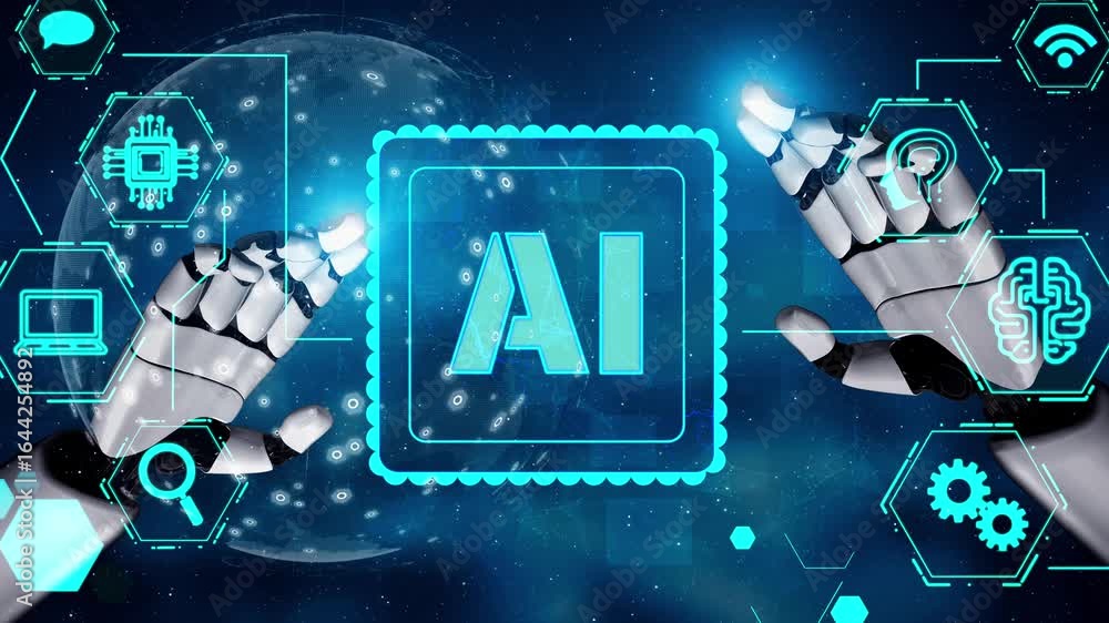 Poster ai assistant brain processor with llm technology, big data, machine learning, generative ai for busi