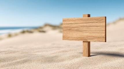 Wooden Sign on Beach Sand