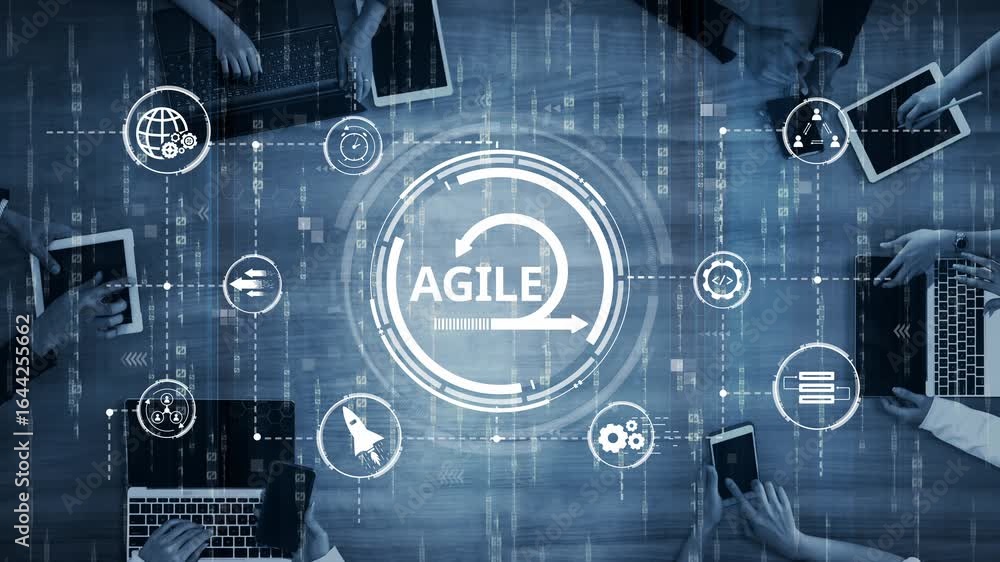 Poster agile project management using teams and agile planning for agile development. agile enables flexibi