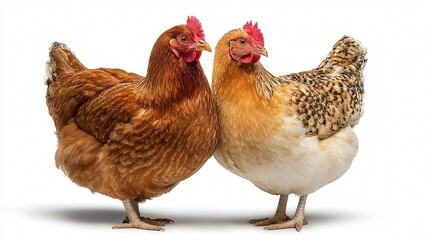 Two Isolated Hens for Agriculture Illustration