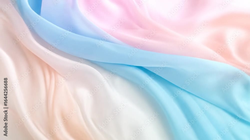 Poster Pastel Colored Silk Fabric with Soft Texture in a Smooth Draped Design with Subtle Waves and Shimmering Surface