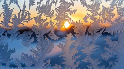 Frozen window sunrise