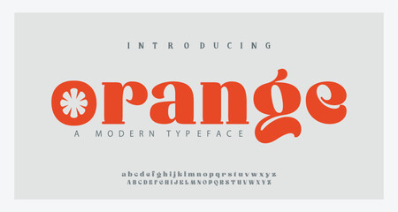 Orange logo typography beautiful fashion elegant classic letters serif italic fonts decorative wedding vintage blossom logos. Beauty Luxury font alphabet logo. vector illustration