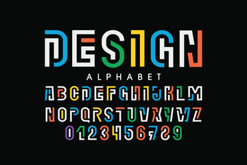 Modern abstract digital alphabet font. Minimal technology typography, Creative urban sport fashion futuristic font and with numbers. vector illustration
