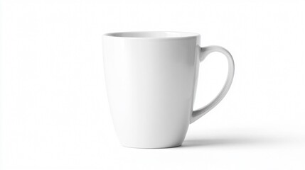 Fototapeta premium Minimalist White Coffee Mug Mockup on Isolated White Background