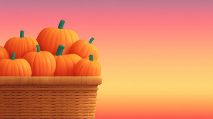 Halloween craft ideas, Halloween craft ideas feature basket filled with bright orange pumpkins against warm sunset background