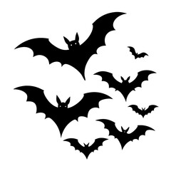 Minimal Flying Bat Silhouette Vector Isolated on White Background