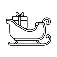 Christmas Sleigh with Gift Icon – Minimalist Holiday Outline Design