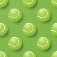 Vector Seamless Pattern with Green Tennis Balls on Green Background. Tennis Ball Pattern for Sport Wallpaper, Tennis Fabric, Sports Textile, Ball Game Print, Sport Illustration, Tennis Design