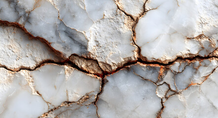 Close-up view of a light gray marble surface with intricate veining and cracks.