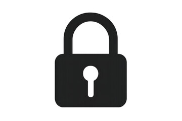Black closed padlock icon symbolizing security on transparent background