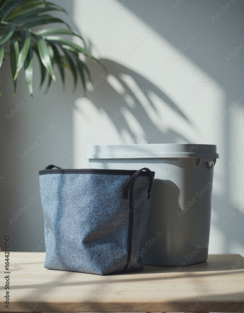 Poster sorting table with empty trays and totes in a bright, organized space