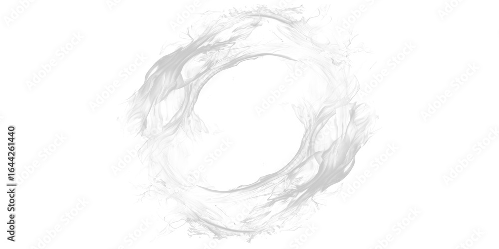 Poster abstract gray circular design with pixelated texture on a black background creating a unique visual 