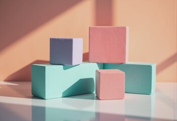 Fototapeta premium Foam blocks and yoga bricks arranged in a vibrant display