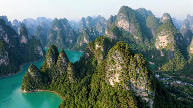Guilin karst landforms Li River scenery Guilin landscape aerial photography