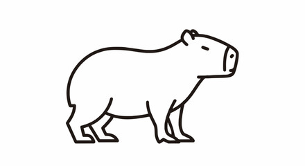 Obraz premium Simple line drawing of a capybara standing, facing right, with a minimalist design on a white background.