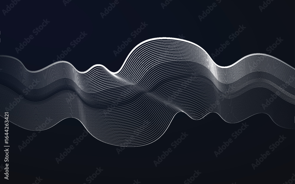 Poster abstract wave pattern with white lines on dark blue background minimalist and modern design perfect 