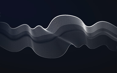 Abstract Wave Pattern with White Lines on Dark Blue Background Minimalist and Modern Design Perfect for Technological and Scientific Concepts