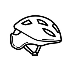 Fototapeta premium Bicycle helmet outline in minimalist style on white background icon Fitness Simple Gym and Sport Symbols