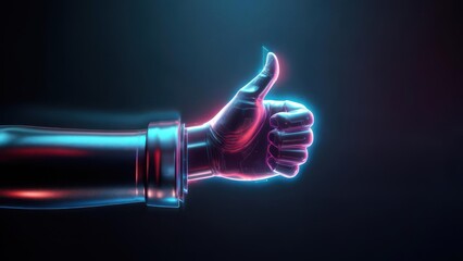 Futuristic hand giving thumbs up