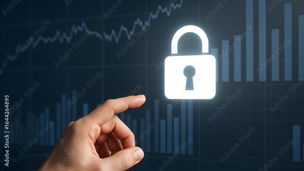 Poster securing financial future: a visual metaphor for data protection.