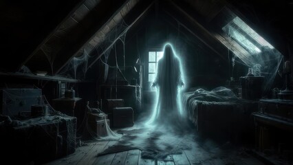 Ghost in a dark attic