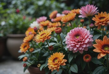 Vibrant seasonal flowers in an elderly couple's garden area