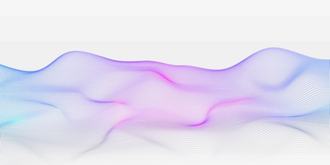 Fototapeten Abstrakte Welle Abstract background with flowing particles. 3d abstract sci-fi user interface concept with gradient dots and lines. Digital cyberspace, high tech, technology concept.  © FlammaChe