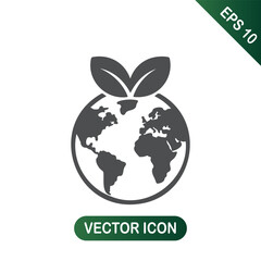 Eco-friendly planet with leaves, representing environmental protection and sustainability.