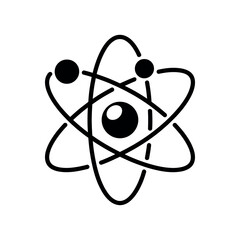 Atomic structure diagram black and white science physics