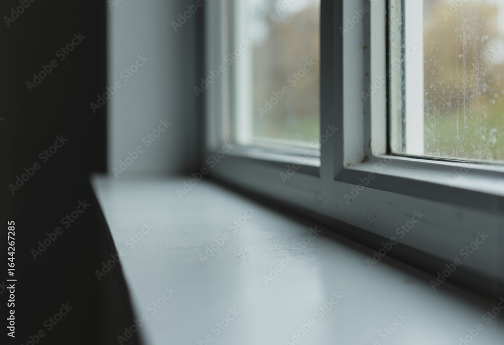 Poster close-up of a window frame with a sealant bead highlighting craftsmanship